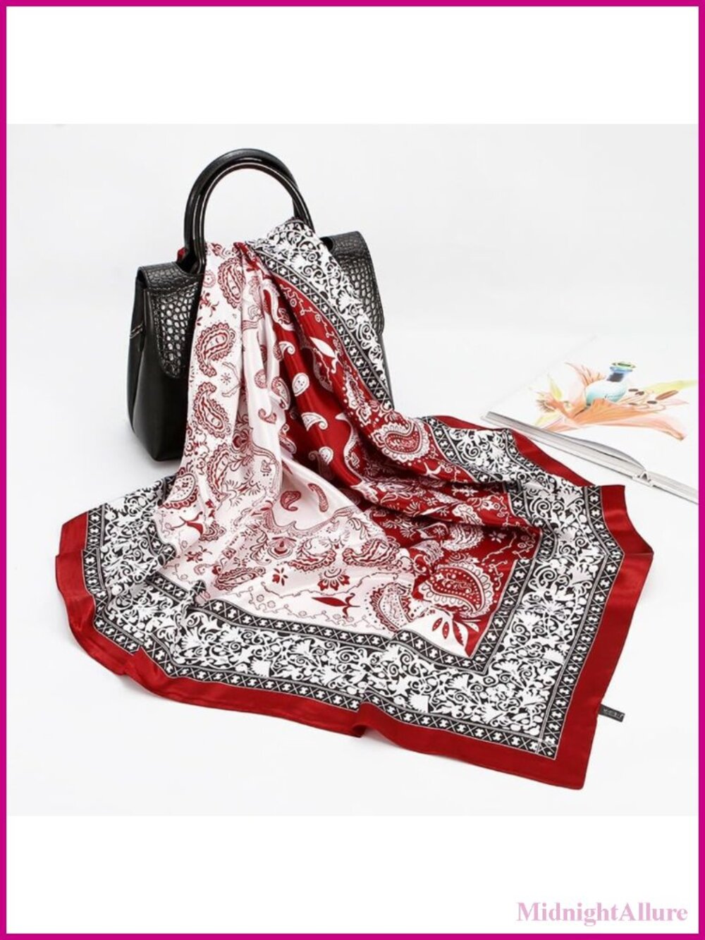 Large Square Satin Head Scarf Silk Bandana Headscarf for Women